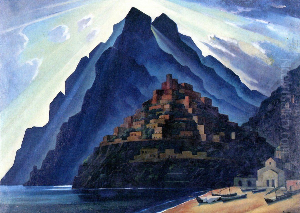 Positano. Oil Painting by Adolf Erbsloh