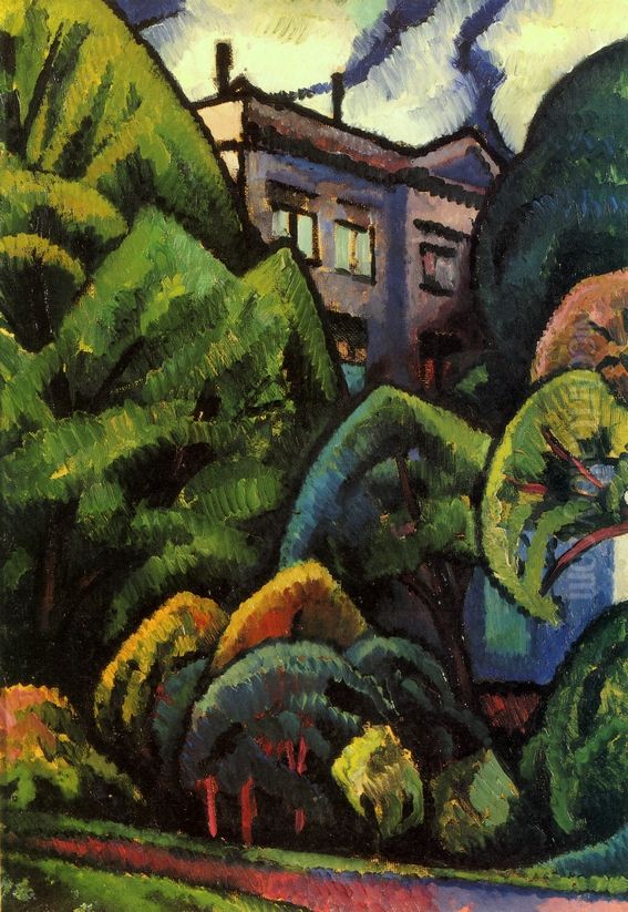 House in the Garden Oil Painting by Adolf Erbsloh