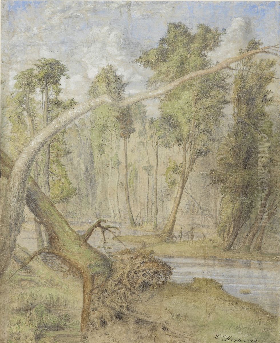 Urskog Oil Painting by Lars Hertervig