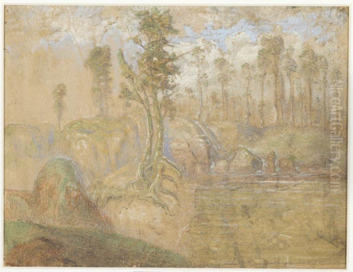 Urskog Oil Painting by Lars Hertervig