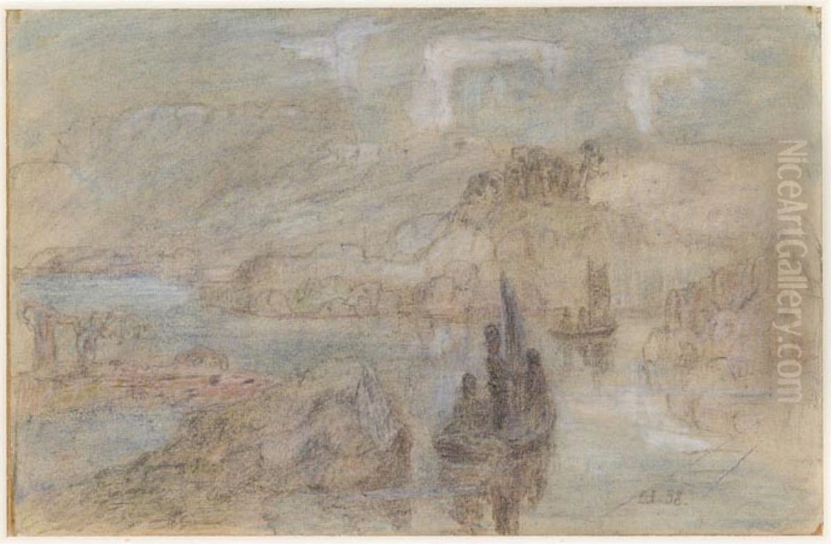 Fjordmotiv Oil Painting by Lars Hertervig