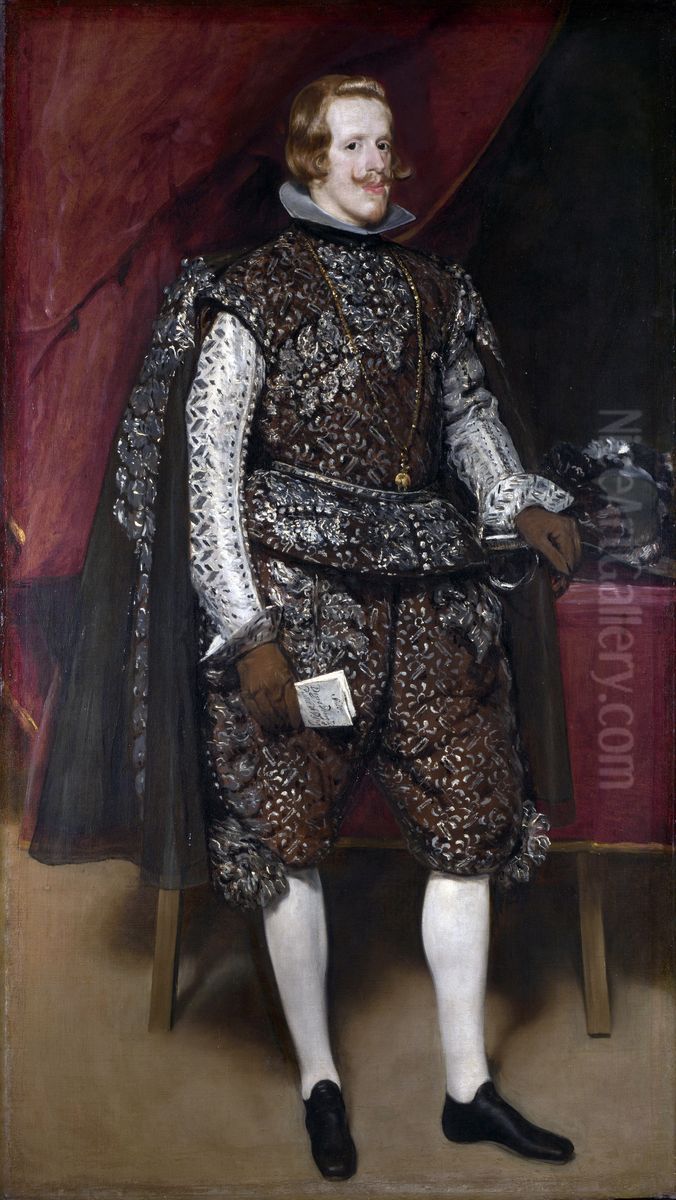 Philip IV in Brown and Silver Oil Painting by Diego Rodriguez de Silva y Velazquez