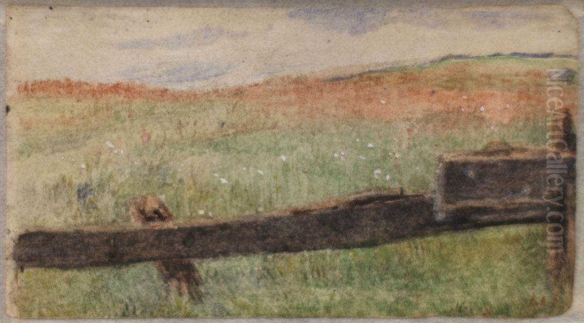 Landskapsstudie Oil Painting by Lars Hertervig