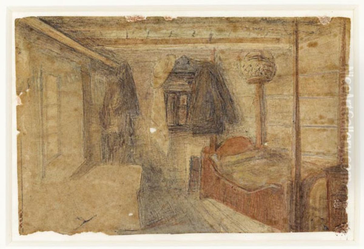 Father`s Bedroom Oil Painting by Lars Hertervig