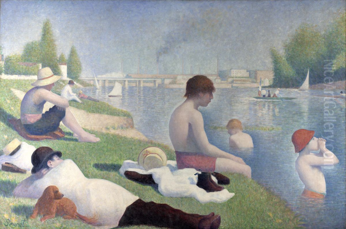 Study for 'Une Baignade' Oil Painting by Georges Seurat