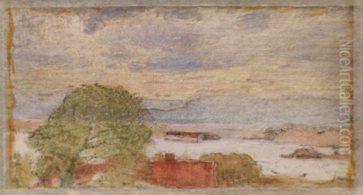 Landskap Oil Painting by Lars Hertervig