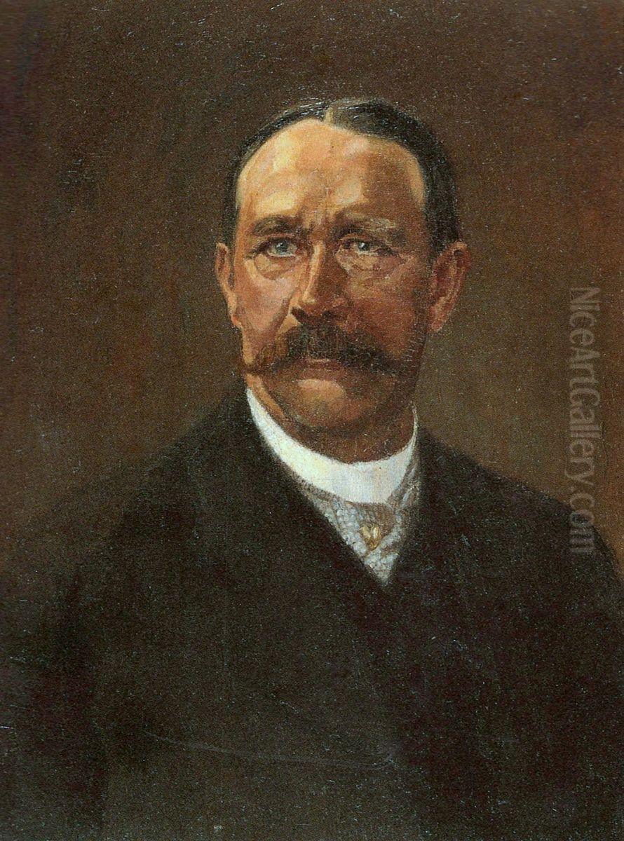 The farmer and soil bacteriologist Dr. h.c. Albert von Caron (1853-1933) Oil Painting by Wilhelm Kricheldorff