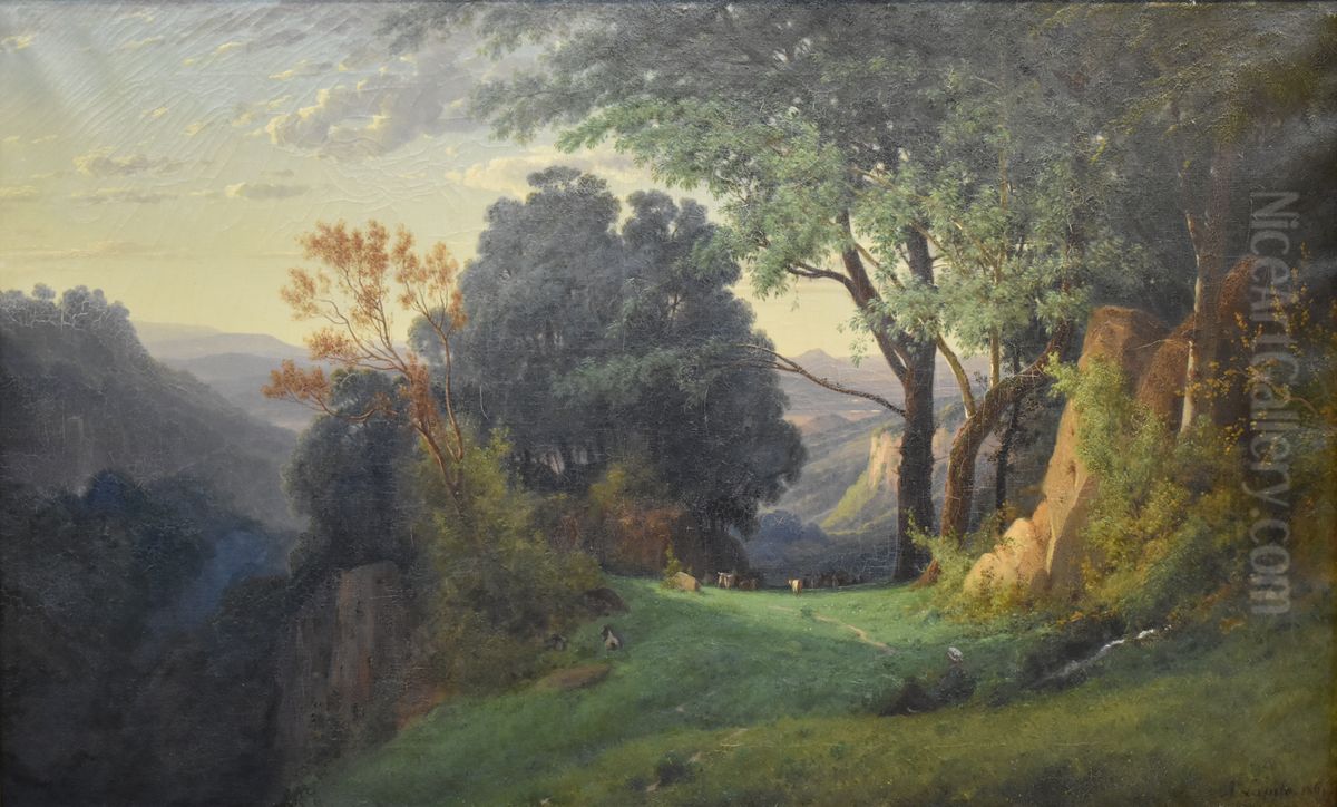 Paysage du Dauphine Oil Painting by Louis-Auguste Lapito