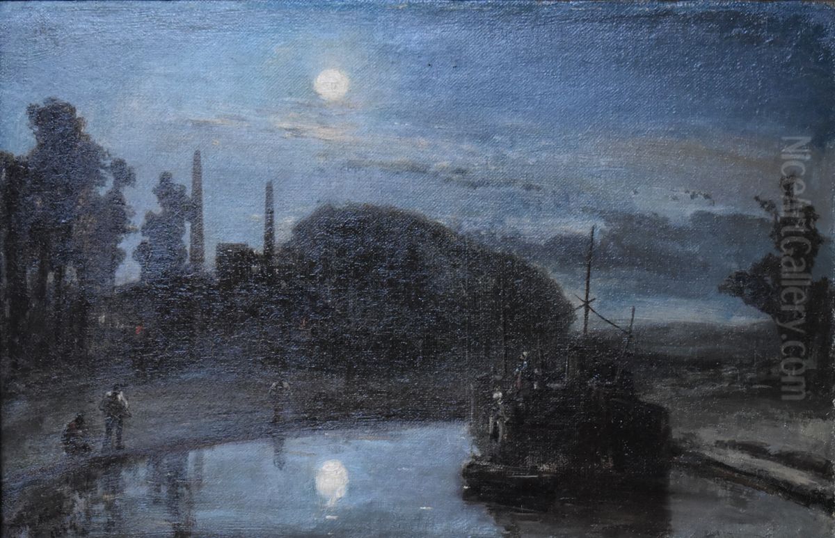 Le soir sur le canal Oil Painting by Johan Jongkind