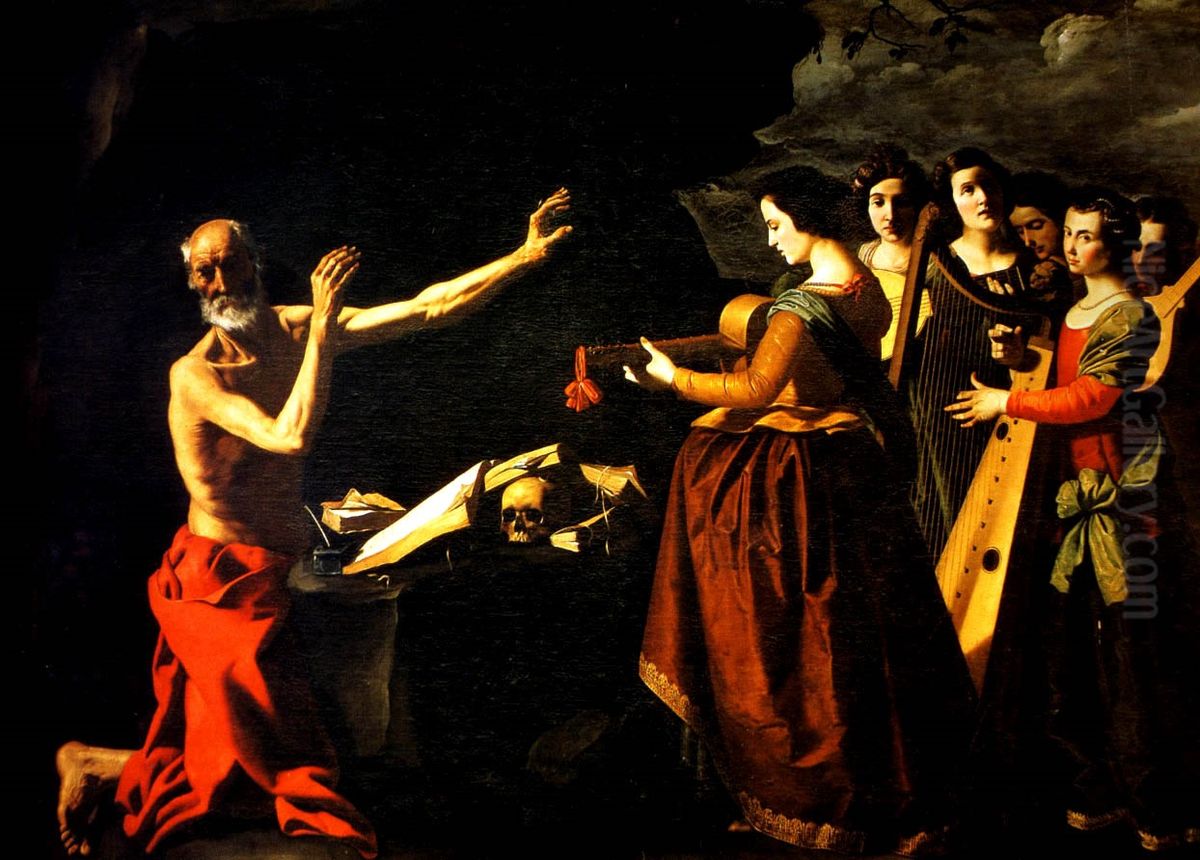 Szent Jeromos megkisertese Oil Painting by Francisco De Zurbaran