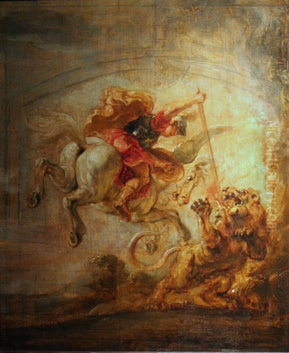 Bellerophon, Pegasus and Chimera Oil Painting by (studio of) Rubens, Peter Paul
