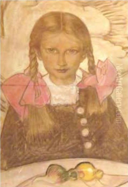 Portrait of Danuta Schiele Oil Painting by Stanislaw Ignacy Witkiewicz (Witkacy)