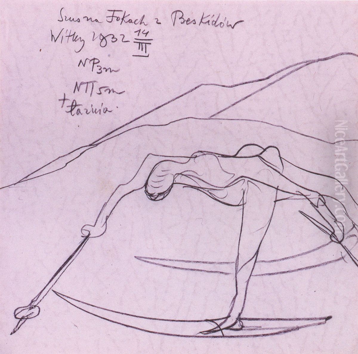 Skiing on the seals from the Beskids Oil Painting by Stanislaw Ignacy Witkiewicz (Witkacy)