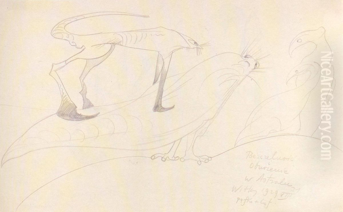 Bezczelnosc i oburzenie w Astralu Oil Painting by Stanislaw Ignacy Witkiewicz (Witkacy)