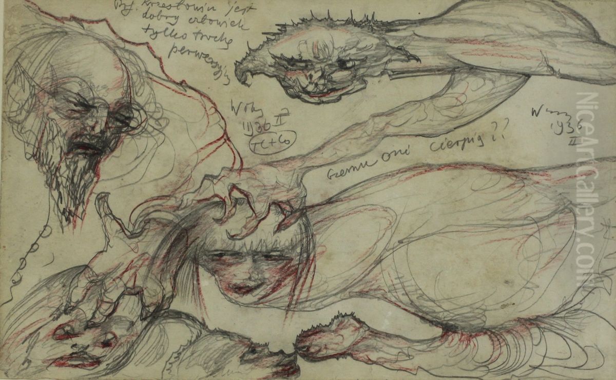 Profesor Krzestomir is a good man just a bit perverse Oil Painting by Stanislaw Ignacy Witkiewicz (Witkacy)