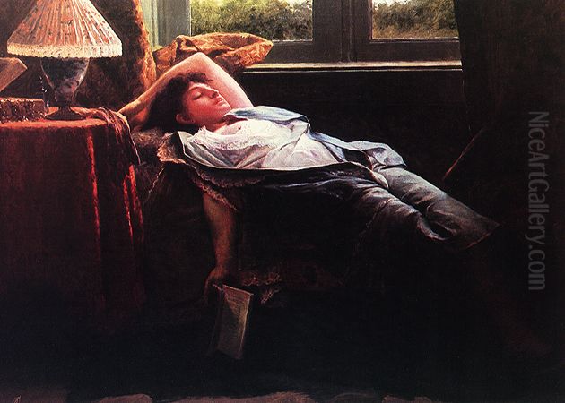 Repouso Oil Painting by Jose Ferraz De Almeida Junior