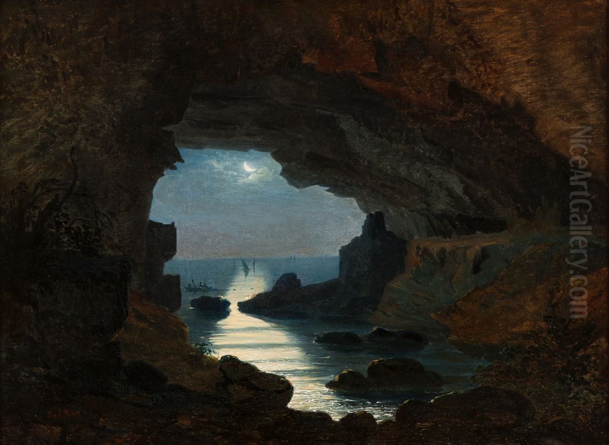 Boca do Inferno in Cascais Oil Painting by Joao Cristino Da Silva