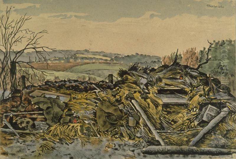 A LITTERED DUGOUT, HOLLAND Oil Painting by Alex Colville