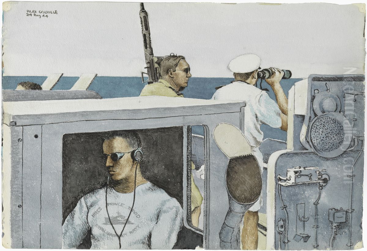 On the Bridge Oil Painting by Alex Colville