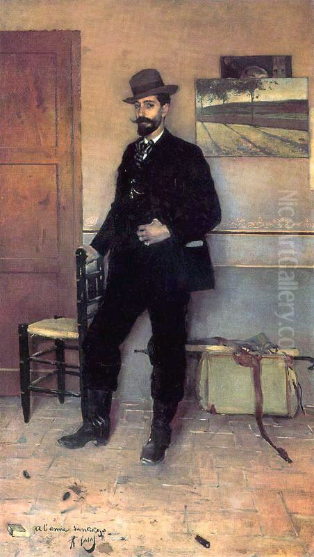 Portrait of Santiago Rusinol Oil Painting by Ramon Casas