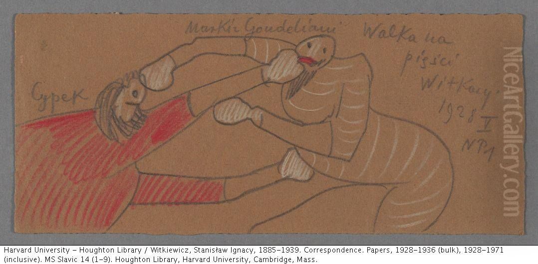 Walka na piesci Oil Painting by Stanislaw Ignacy Witkiewicz (Witkacy)