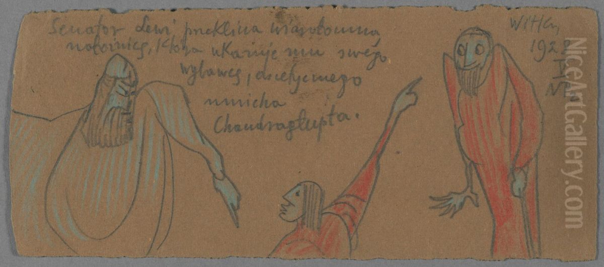 Senator Levi cursing ... Oil Painting by Stanislaw Ignacy Witkiewicz (Witkacy)