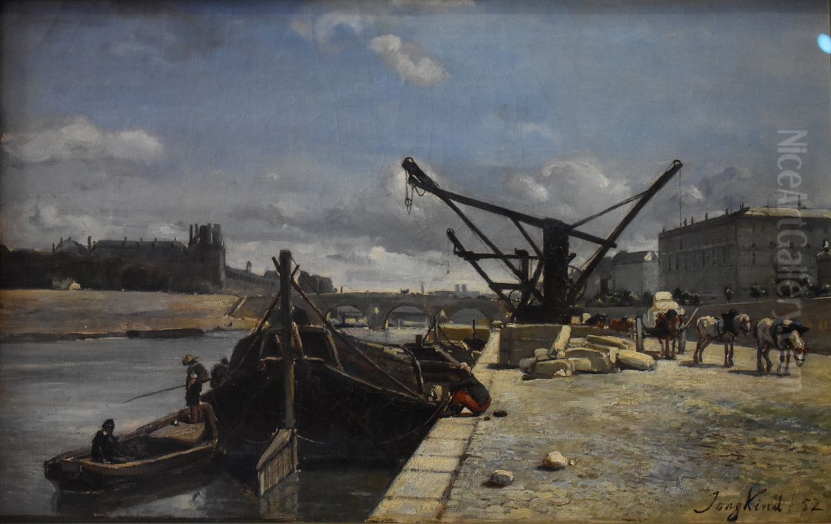 Vue du Quai d'Orsay Oil Painting by Johan Jongkind