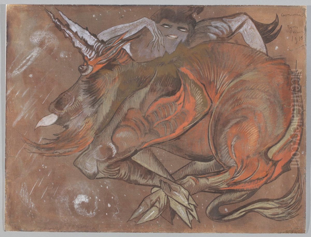 Capricornus Oil Painting by Stanislaw Ignacy Witkiewicz (Witkacy)