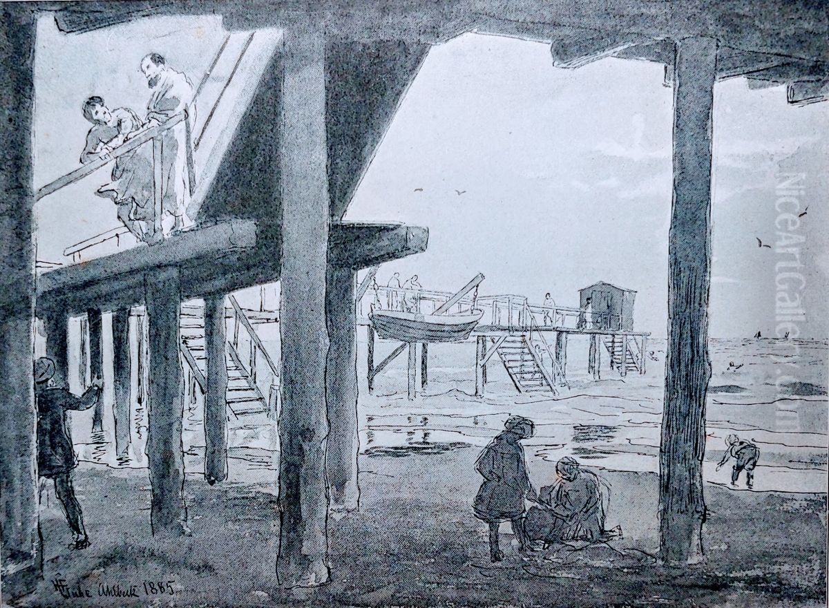 Bathhouse in Ahlbeck Oil Painting by Hans Gude