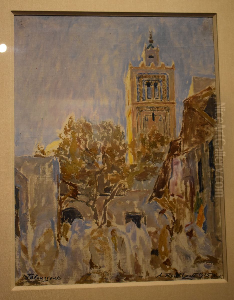 Rue du minaret de Teboursouk Oil Painting by Alexandre Roubtzoff