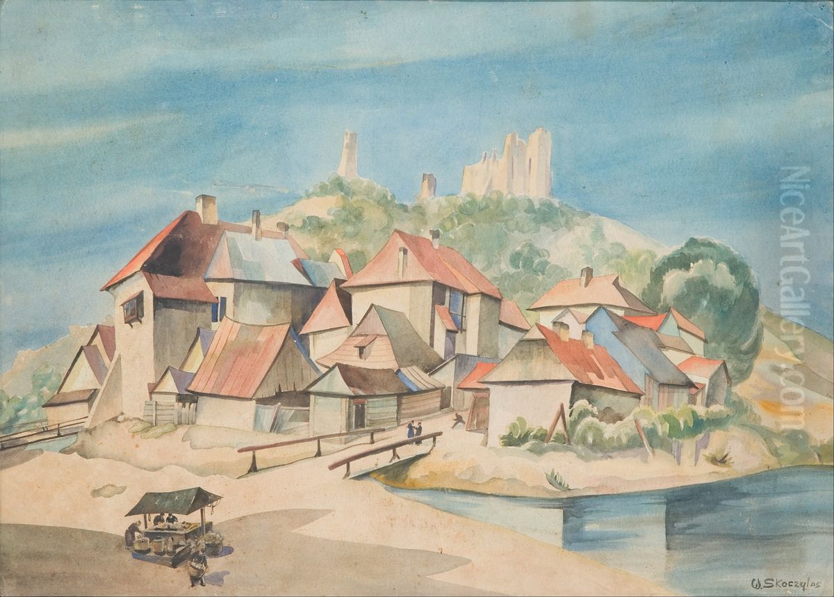 Widok Kazimierza nad Wisla Oil Painting by Wladyslaw Skoczylas