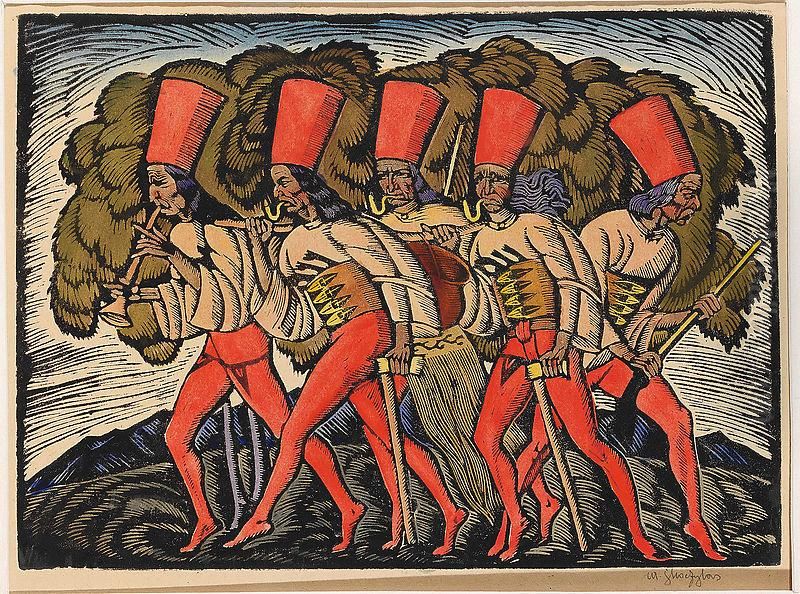 Pochod zbojnikow Oil Painting by Wladyslaw Skoczylas