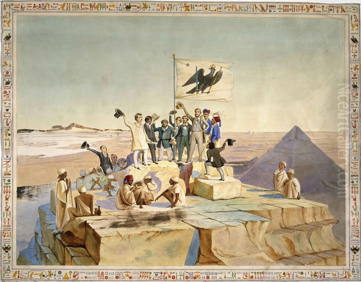 Raising of the Prussian flag on the Great Pyramid of Giza Oil Painting by Johann Jakob Frey