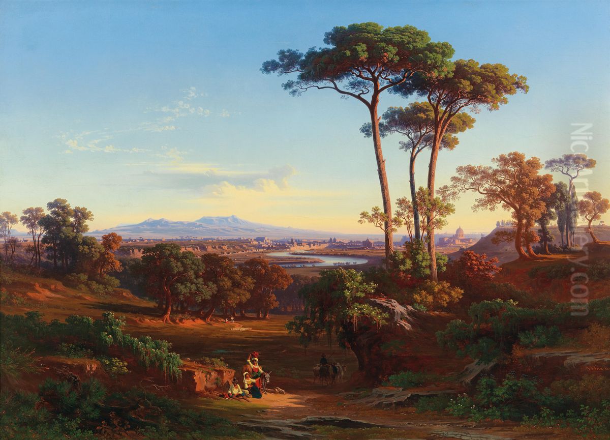 Ansicht von Rom vom Monte Mario aus Oil Painting by Johann Jakob Frey