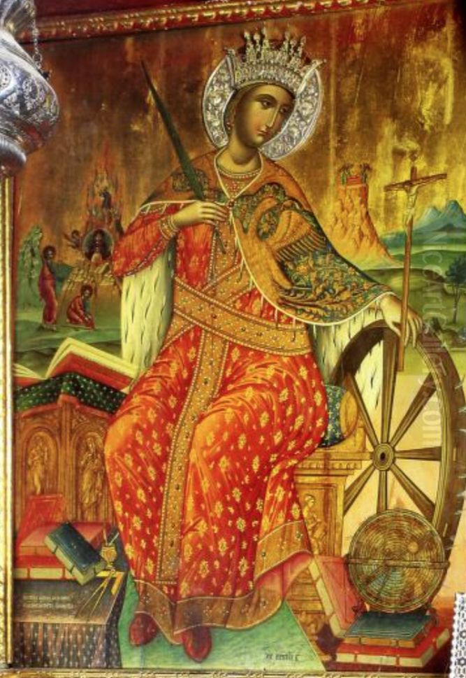 Catherine of Alexandria Oil Painting by Ieremias Palladas