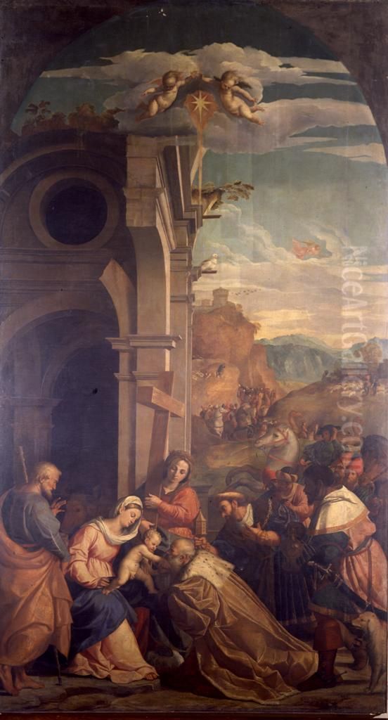 Adorazione dei re Magi alla presenza di sant'Elena Oil Painting by Palma Vecchio