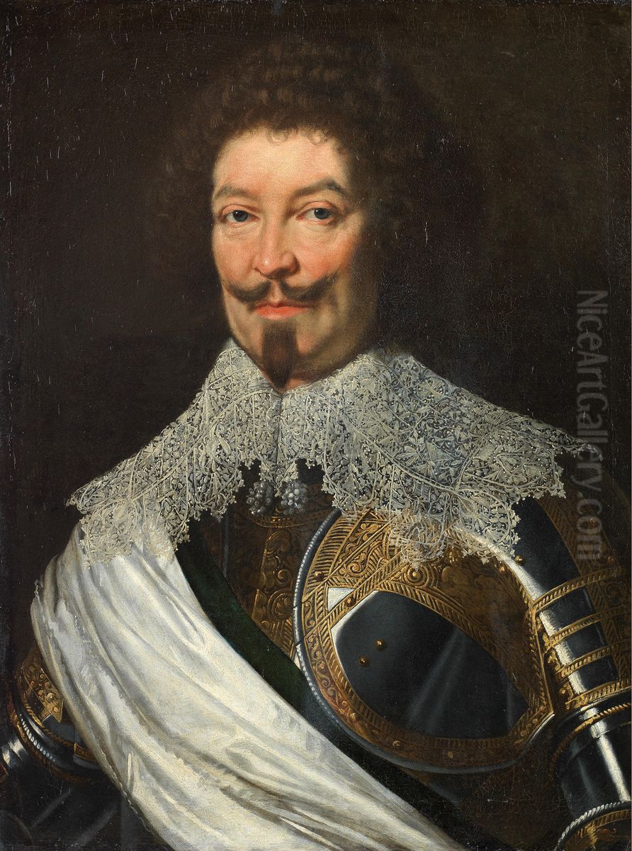 Portrait of Charles de Lorraine, fourth Duke of Guise in armour Oil Painting by Justus Sustermans
