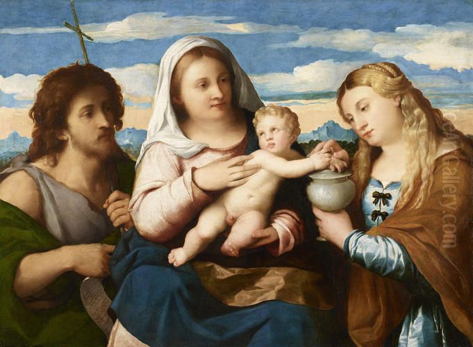 Madonna and Child with Saints (Palma Vecchio, Bergamo) Oil Painting by Palma Vecchio