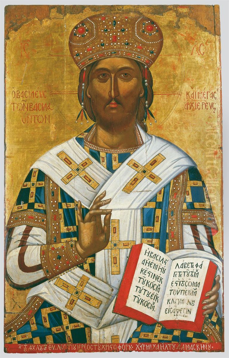 Christ High Priest Oil Painting by Michael Damaskinos