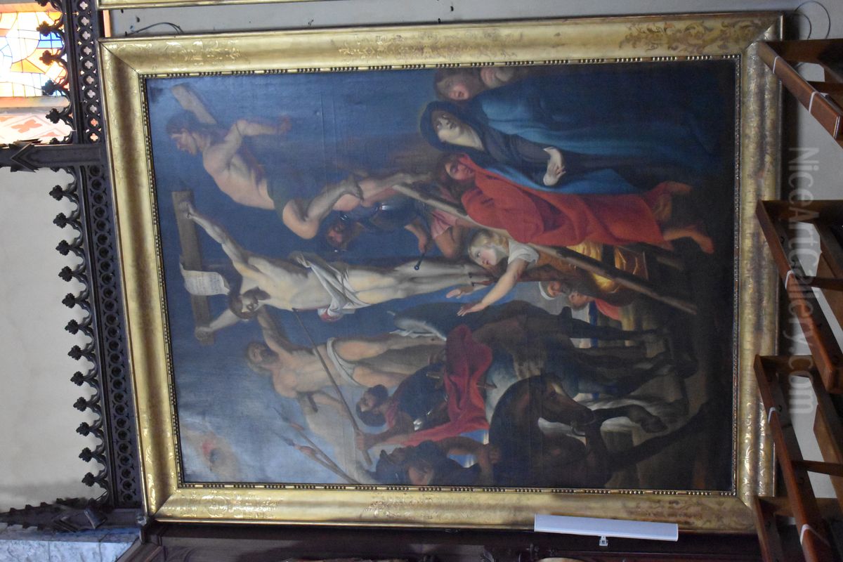 Jesus Christ between the felons Oil Painting by Raymond-Marc Lagarrigue