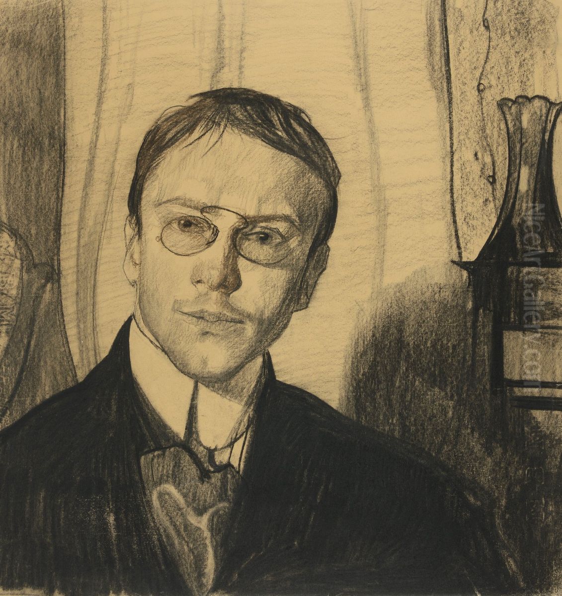 Portret meski we wnetrzu Oil Painting by Stanislaw Ignacy Witkiewicz (Witkacy)