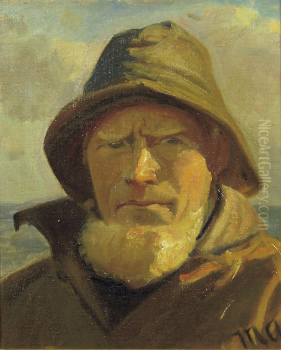The Skagen Fisherman Lars Kruse. (2) Oil Painting by Michael Peter Ancher