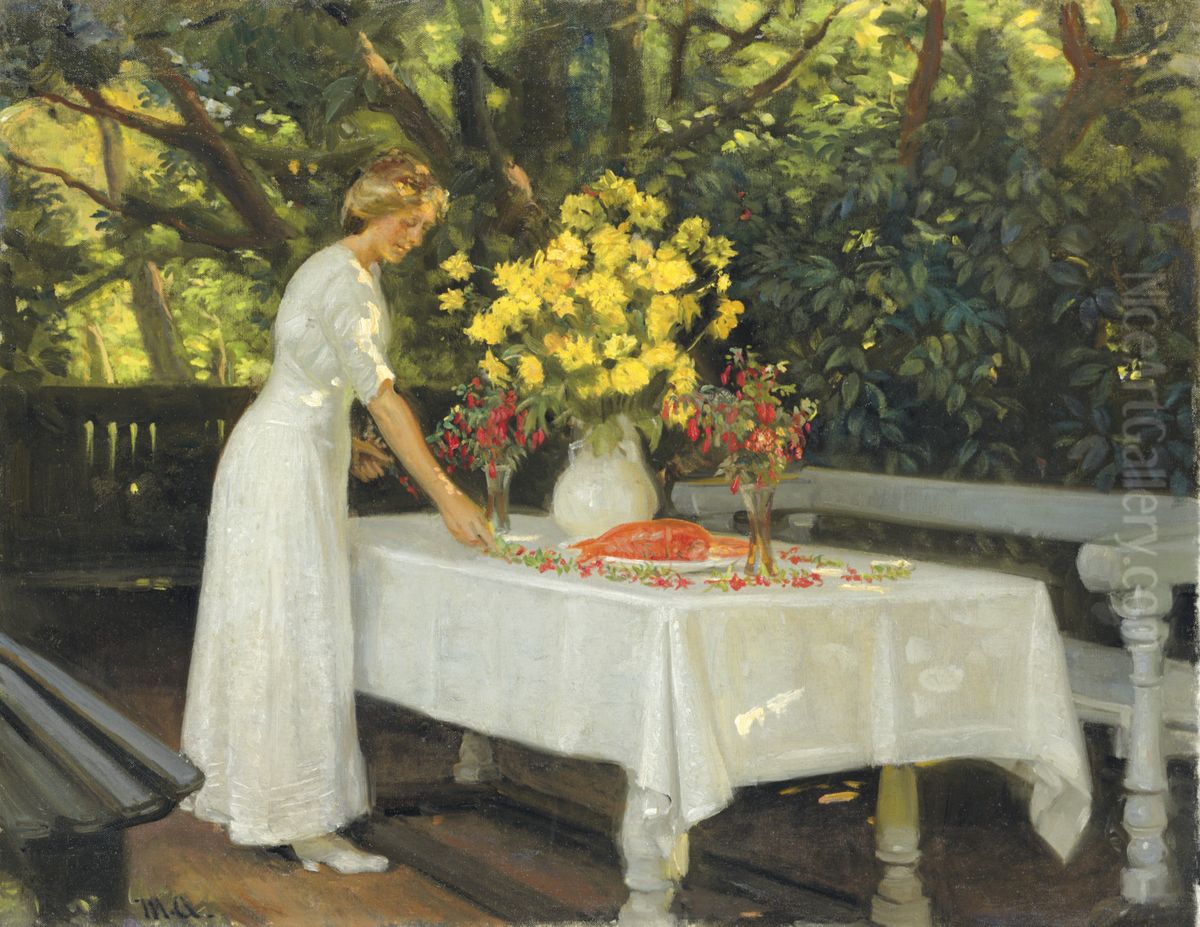 Frokosten forberedes. Oil Painting by Michael Peter Ancher