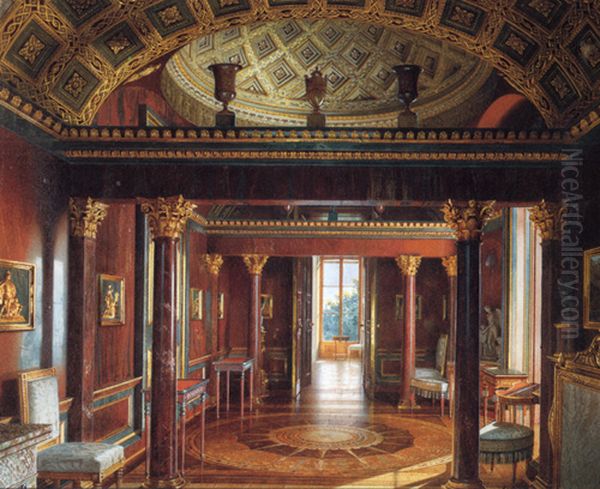 Pushkin(Russia), Agate Rooms of theCatherine Palace Oil Painting by Luigi (Ludwig Osipovich) Premazzi