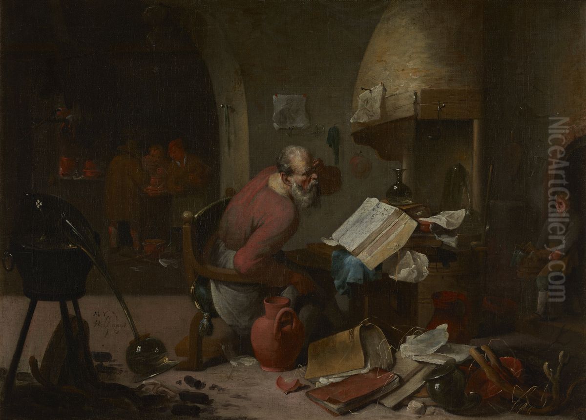 An Alchemist at Work Oil Painting by Mattheus van Helmont