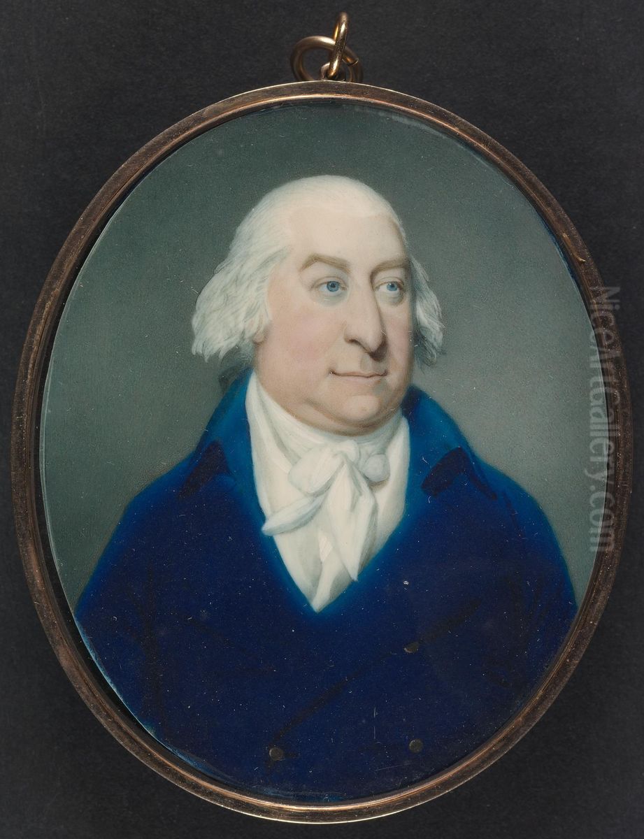 A Gentleman in a Blue Coat Oil Painting by Richard Crosse