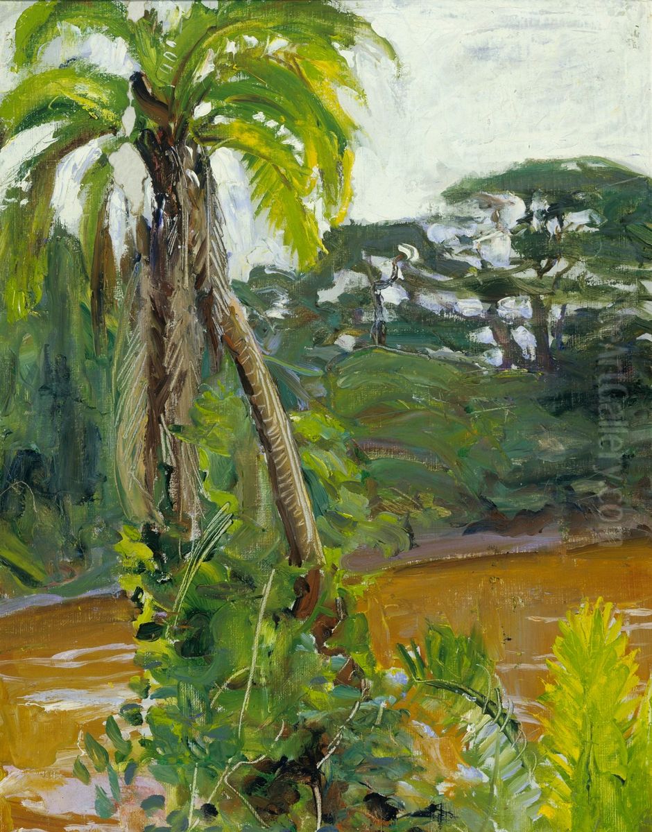 Tropical Palm Tree by the Tana River Oil Painting by Akseli Valdemar Gallen-Kallela