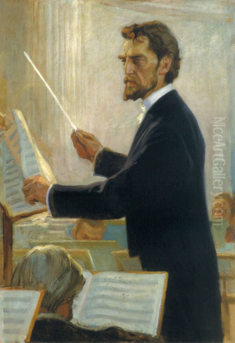 Robert Kajanuksen muotokuva Oil Painting by Albert Edelfelt