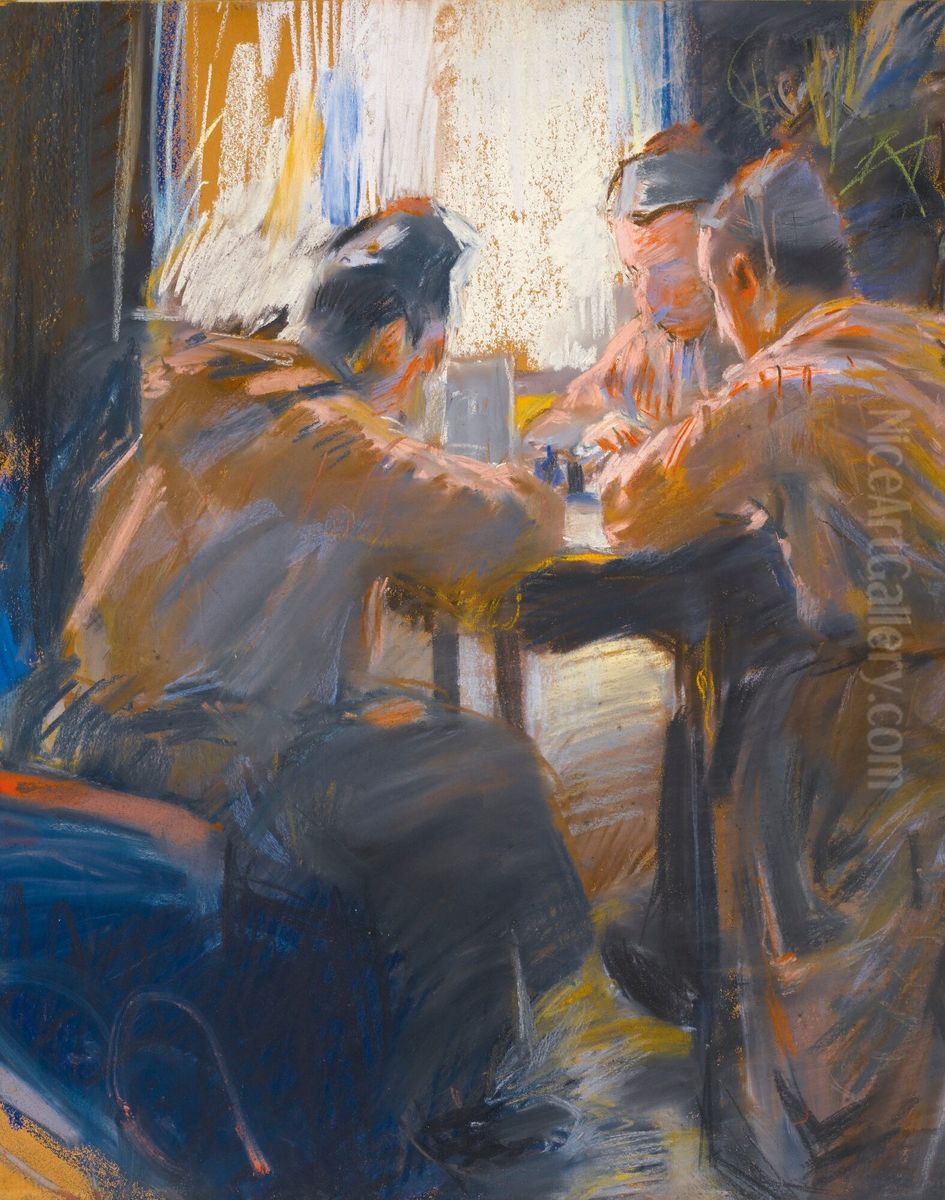 Kortinpelaajat Oil Painting by Akseli Valdemar Gallen-Kallela