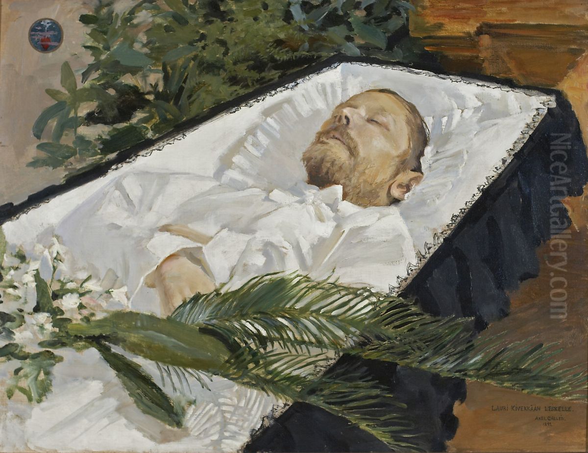 Lauri Kivekas in his Coffin Oil Painting by Akseli Valdemar Gallen-Kallela